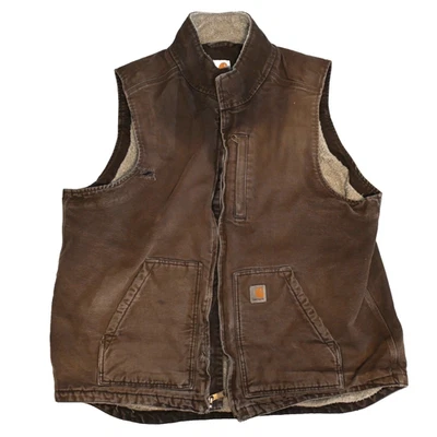 Carhartt V33 DKB Washed Duck Sherpa Lined Mock Neck Vest gefütterte Weste XLTall - Bild 1 von 4