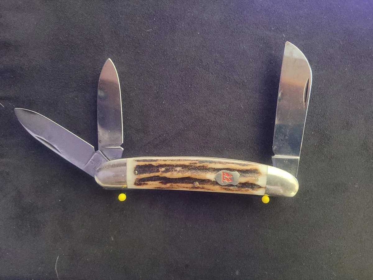 Kissing Crane Stag/Antler Handle Pocketknife Collectible Vintage 