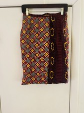 Vtg 70s Handmade OOAK Tribal Ethnic Mudcloth African Print Pencil Boho skirt Xs