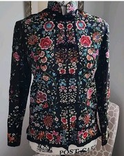 Stunning Vintage Plum Blossom Chinese Silk Floral Embroidered Jacket Size 34
