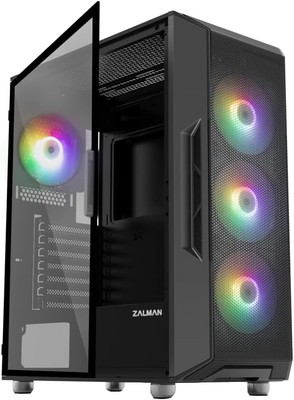 Zalman i3 NEO ATX Mid Tower Gaming PC Case - 4 x 120mm Fixed RGB Fans Black 