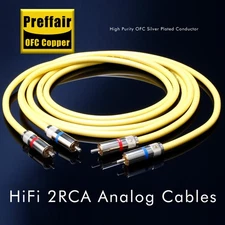 RCA Cable Silver-Plated OCC Copper HiFi Audio Signal Cable with RCA Connectors