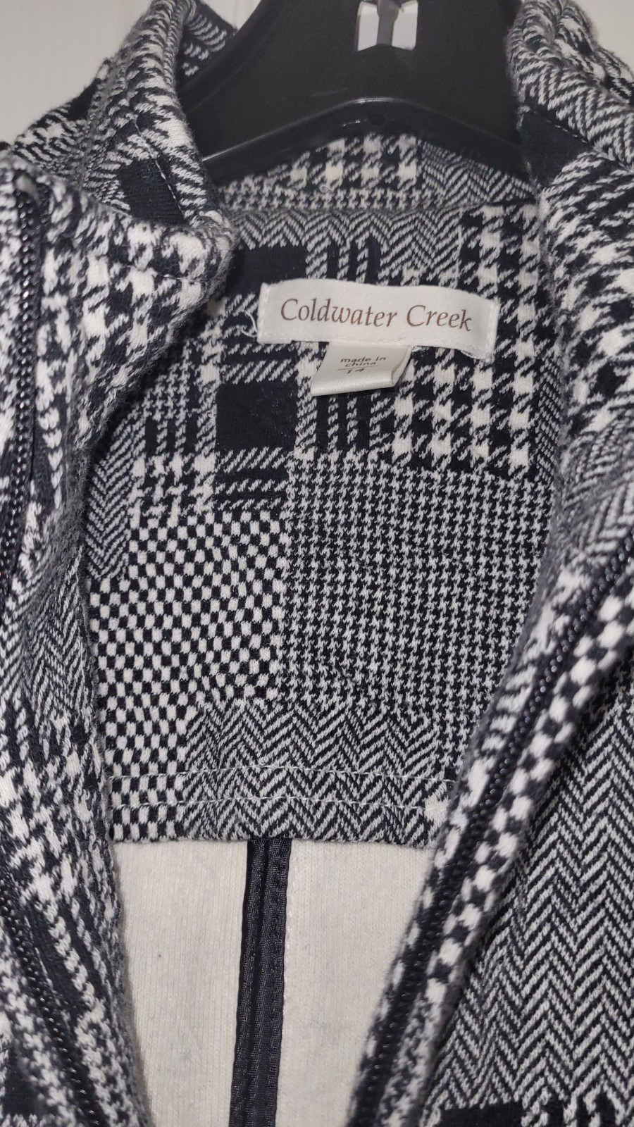 Womens Black White Patchwork Houndstooth Plaid Bl… - image 5