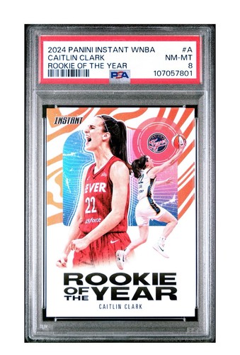 2024 Panini Instant WNBA CCROY-A Caitlyn Clark Rookie Of The Year PSA 8