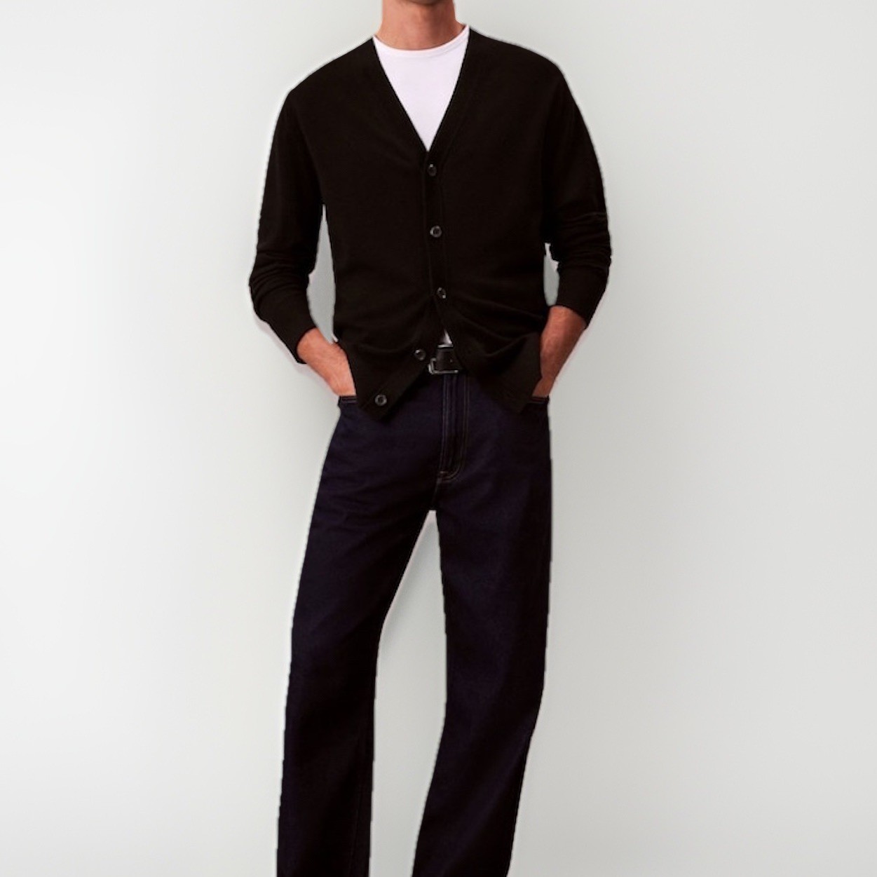 Calvin Klein Black Wool 100percent Cashmere Cardigan Jumper Men’s Size XS NWT image 3