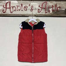 Carters Kids 7 Puffer Vest - Red Vest Black Coruroy Top-Full Zip w/ Pockets
