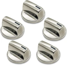 Whole Parts Gas Cooktop Knob Kit (5 Pieces) Part #00654043 - Silver 