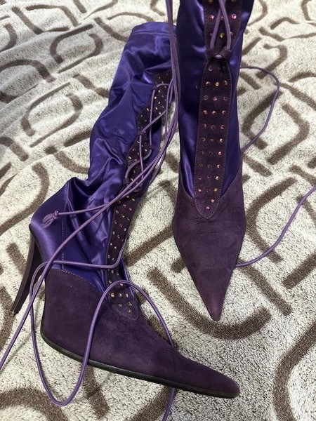 Women Alberto Guardiani Boots Purple Satin 36