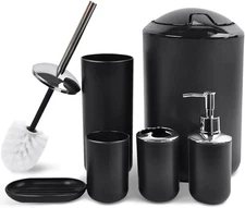 Bathroom Accessories Set 6 Piece Bath Ensemble Includes Soap Dispenser, Toothbru