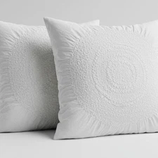 Nordstrom at Home White Smocked Euro Sham 23x24 100% Cotton Textured Soft Luxury