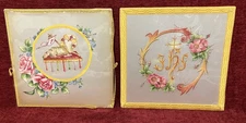 Antique Vtg Burse Catholic Church Vestment Hand Painted Beautiful 2pcs  L-A1