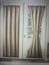 HIASAN TAUPE French Door Curtains Privacy rod Pocket Semi Sheer 24x72