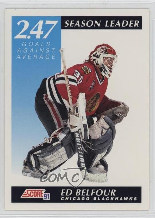 1991-92 Score Canadian Season Leader Bilingual Ed Belfour #301 HOF 05v0