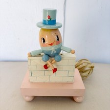 Vintage 1960  s Wood Humpty Dumpty Nursery Lamp Baby Nursery Blue Night Light