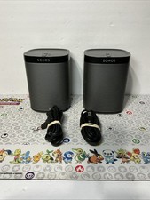 Pair Sonos Play:1 Wireless WiFi Speakers - Black w/ Cable Tested  Working 