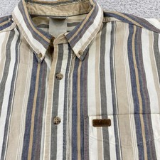 Vtg Carhartt Shirt Mens Large Striped Short Sleeve Button Up Casual Workwear