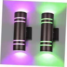 Smart Outdoor Wall Lights Color Changing 2 Pack, Bronze Cylinder Style B