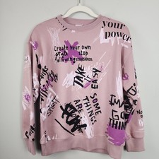 New Zara sweatshirt girls 11-12 pink abstract scribbles