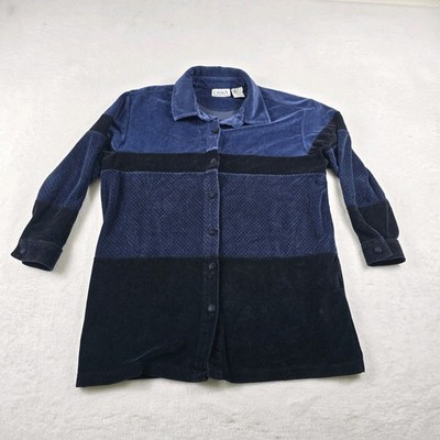 Erika Collection Vintage Button Up Shirt Blue Colorblock Women's Size Large