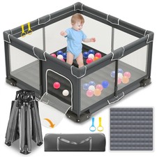Foldable Playpen for Babies and Toddlers, 50x50 Inches Portable Playpen, Kids...