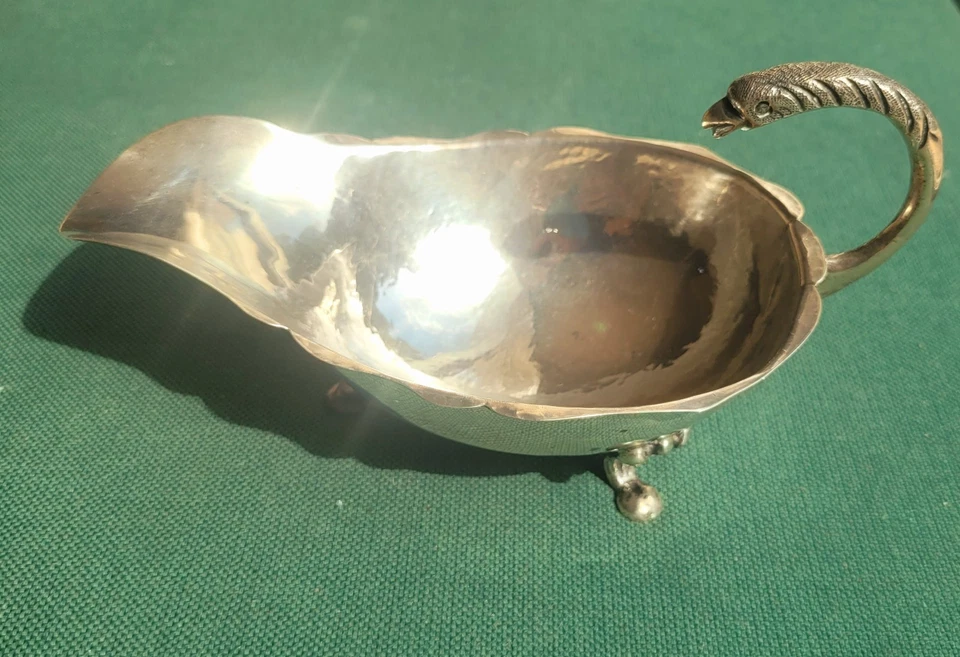 Salsa japonesa de plata esterlina 950 vintage barco figura mango de pájaro, martillo manual Foto 2 de 4