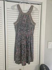 American Eagle Outfitters Size 8 Paisley VTG 2010s Pleated A-Line Halter Dress