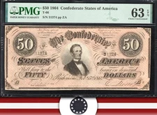T-66 1864 $50 CONFEDERATE CURRENCY PMG 63 EPQ CIVIL WAR FIFTY DOLLAR BILL 31374