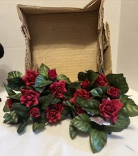 Vtg Artificial HOME INTERIORS Candle Rings Red Roses/Flowers New Homco