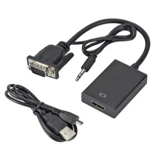 LOT VGA To HDMI Converter 1080P HD Adapter With Audio Cable For HDTV PC Laptop
