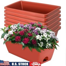 Large Rectangular Planter W/ Drainage Saucer Indoor Outdoor Watering Inlet New