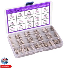 15 Values 250 pcs Fast-Blow Glass Fuses Assortment Kit 6x30mm 250V 1A, 2A, 3A...