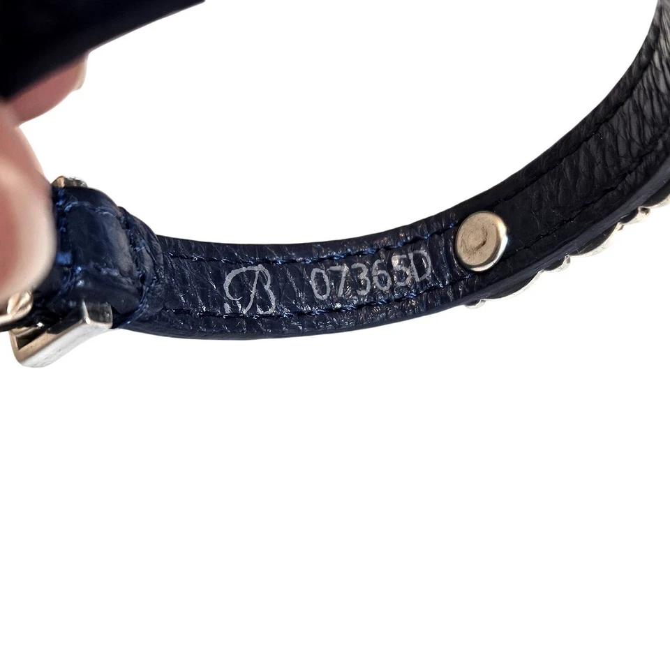 Brazalete Brighton Harmony Bandit plateado y correa de cuero azul Foto 3 de 3