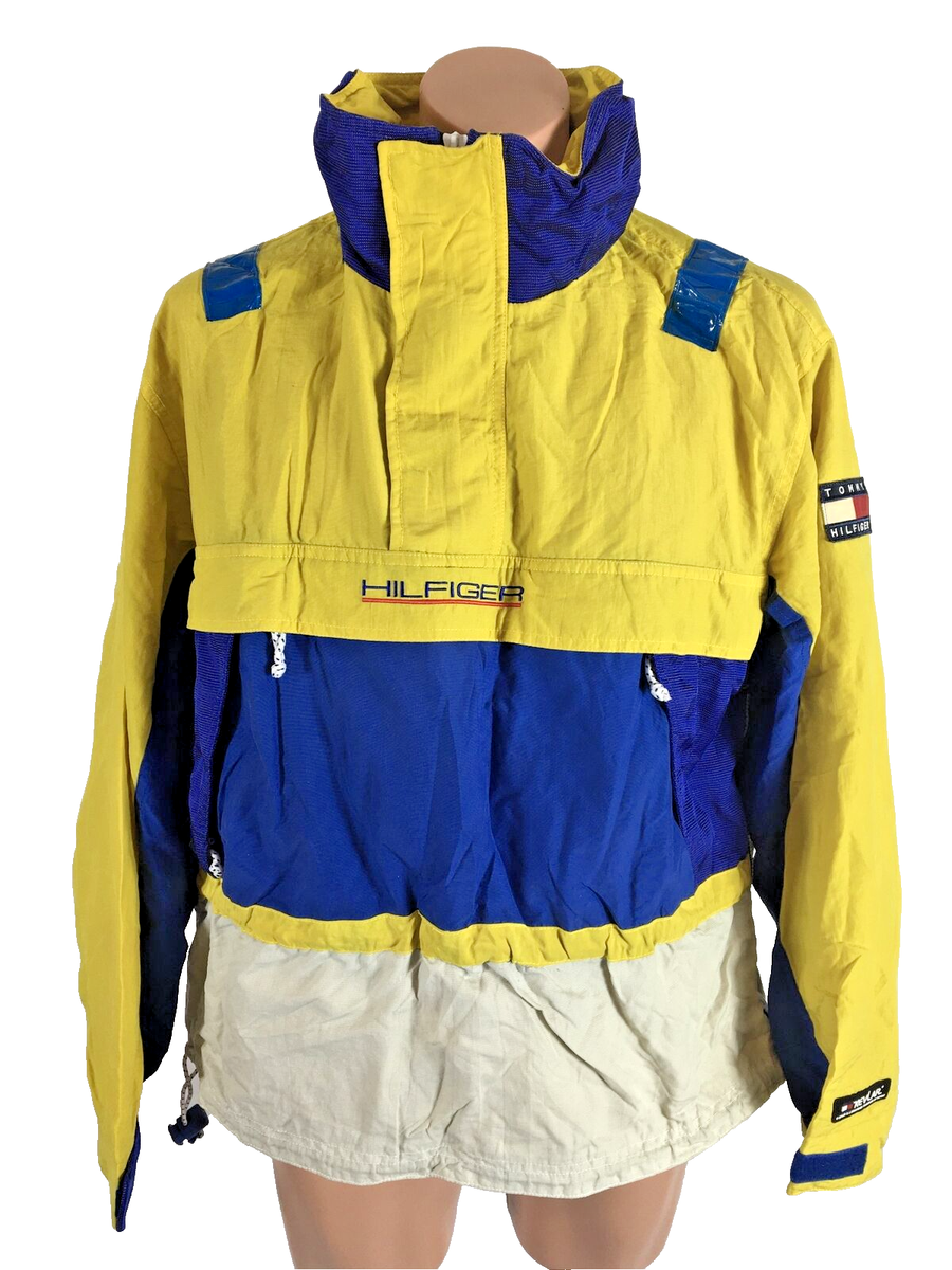 Vintage Tommy Hilfiger Yellow Nylon Rain Windbreaker Jacket M  