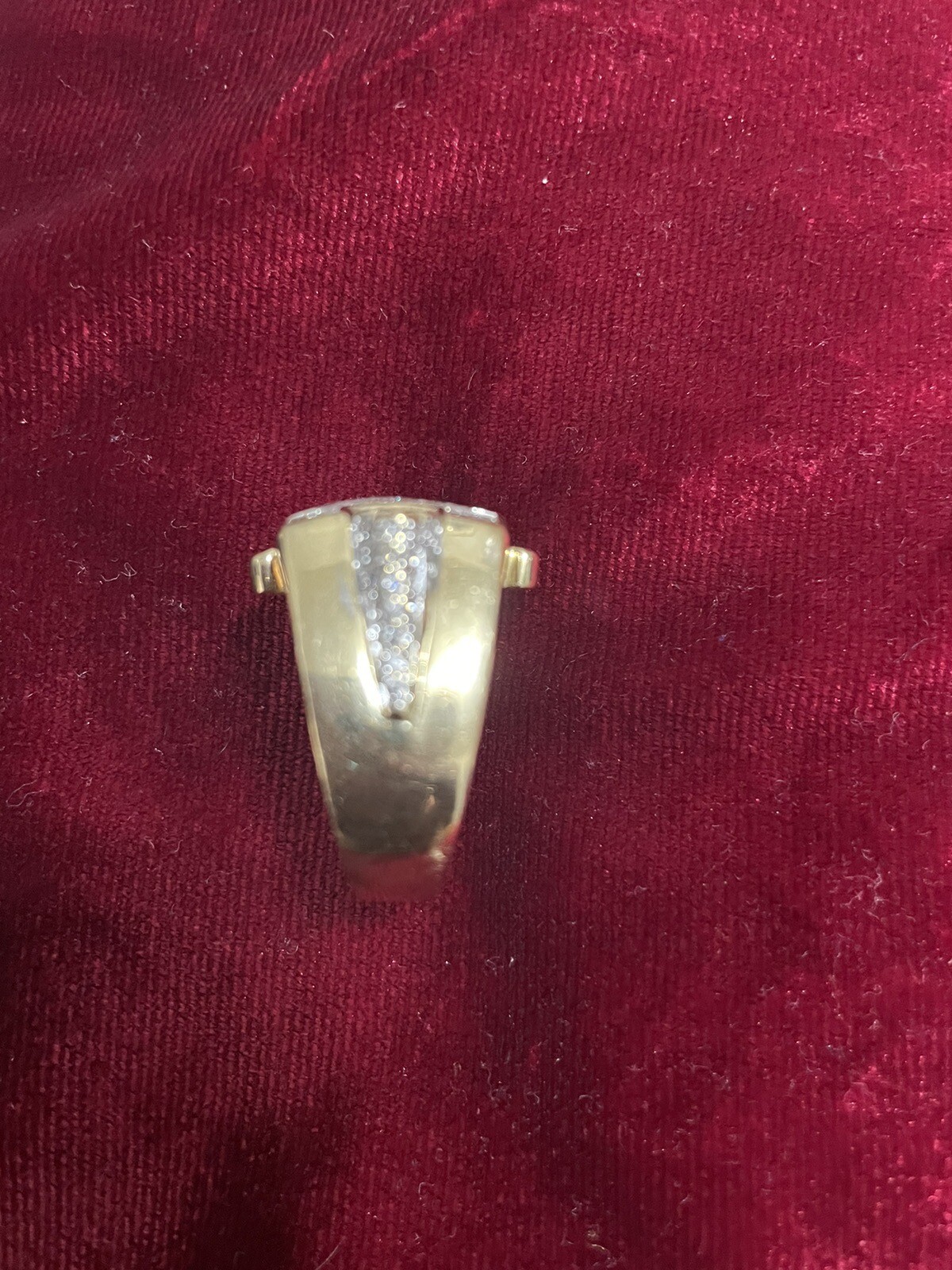 Men 14K solid gold real diamond ring Size 11 - image 14