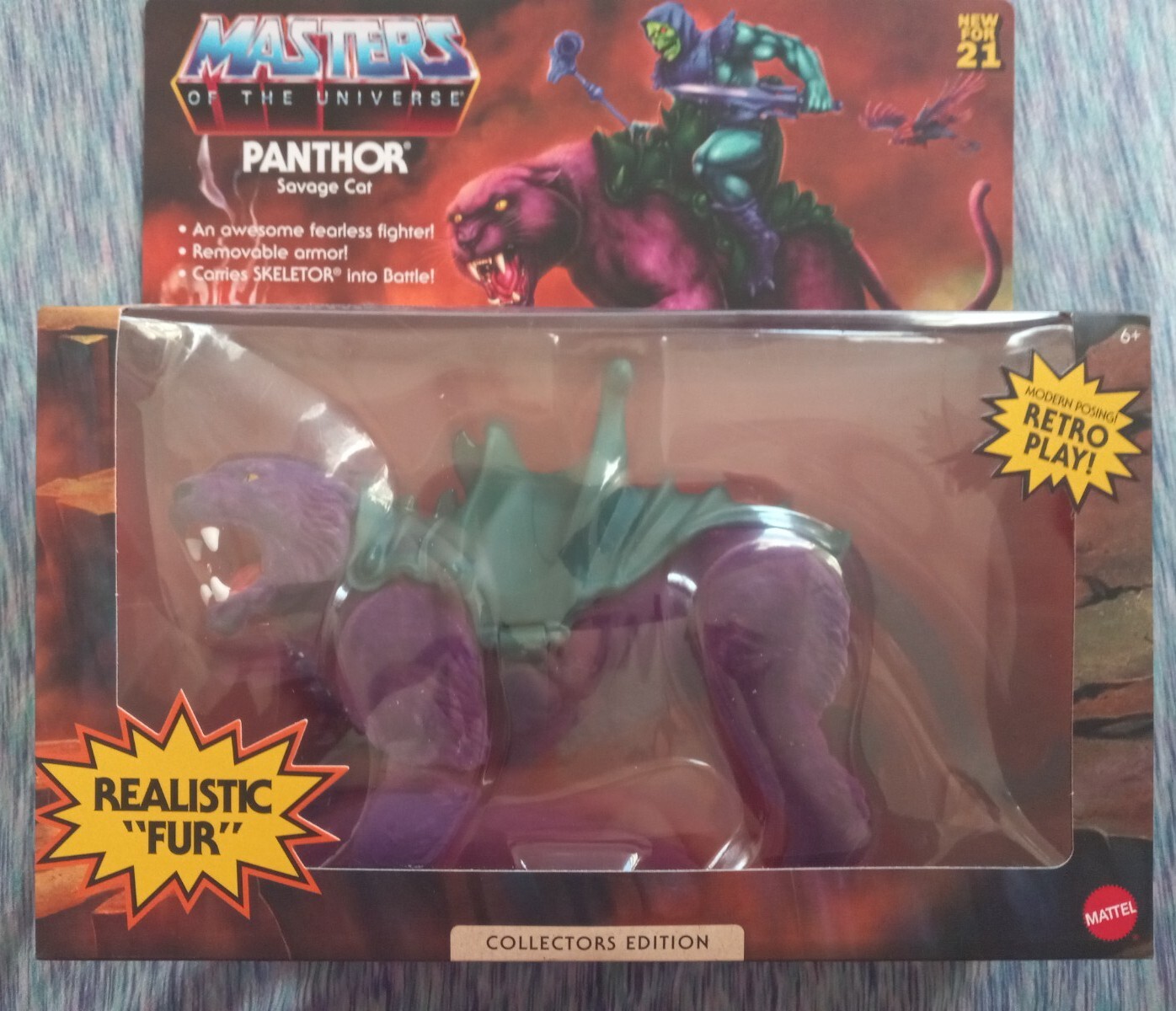 Masters of the Universe Flocked Panthor Retro Action Figure Walmart Exclusive  