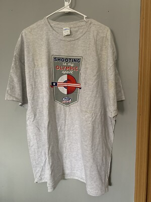 #ad Shooting Is My Olympic Sport Cotton Men#x27;s T shirt light gray color size 2XL $7.19