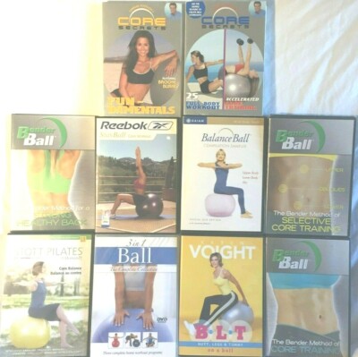 10 Stability balance ball workout fitness DVD lot Simply Core Secrets Bender abs