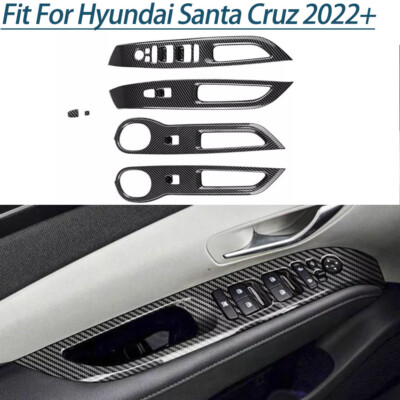 4x Carbon Fiber Window Lift Panel Switch Cover Trim For Hyundai Santa Cruz 2022+