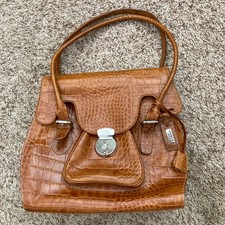 Osprey London Handbag Women's Brown Leather Mock Crock Stamped Purse