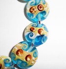 Handmade Lampwork Glass Beads Blue Color 19mm Lentil Shape 4 Beads (#a6) — photo 3