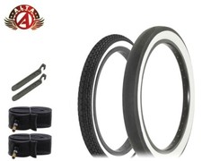 SCHWINN STYLE WHITEWALL 16 X 1.75 BRICK S2 W/ 20 X 2.125 S2 WIDE SLICK 6PC SET.