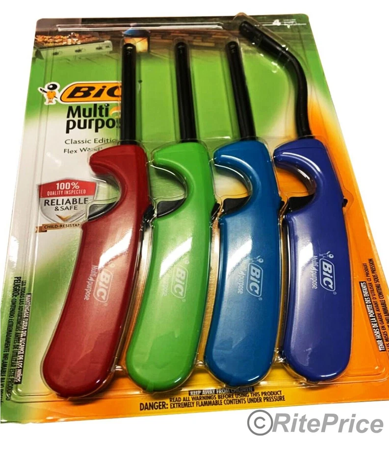 4 Pcs BIC Multi-Purpose Lighters, Classic Edition Lighter & Flex Wand (4 Pack) - Image 3 of 4
