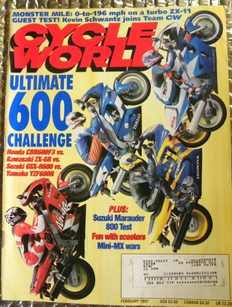 Cycle World Magazine Febuary 1997 Ultimate 600 Challenge FREE