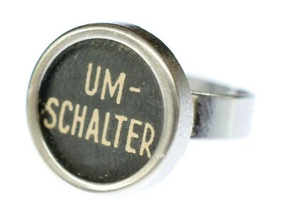 UMSCHALTER Ring Vintage Schreibmaschinentaste Miniblings Fingerring schwarz groß - Bild 1 von 4