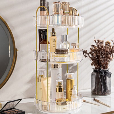 3 Tiers 360 Spinning Rotating Makeup Organizer Storage Perfume Cosmetic Holder #