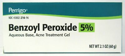 Perrigo Benzoyl Peroxide 5% Acne Gel 2.1 oz (60gm) -Expiration Date 02-2028