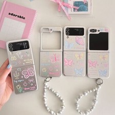 For Samsung Galaxy Z Flip6 5 4 3 Cute Butterfly Hard PC Plated Silver Color Case