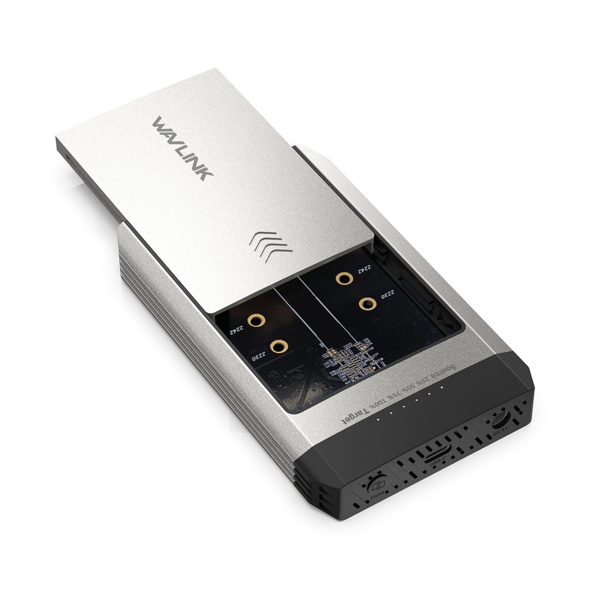 M2 PCIe SATA SSD Hard Drive Enclosure USB-C Dual-Bay 20Gbps