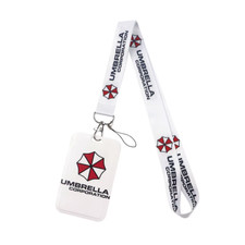 Resident Evil Game Umbrella Corporation Logo White Lanyard With ID Badge Holder