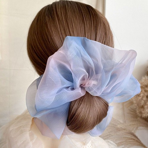 Porta Coda di Pony in Organza Elastica - Filato a Rete Filato Scrunchies Accessori Capelli Donna - Foto 10 di 17